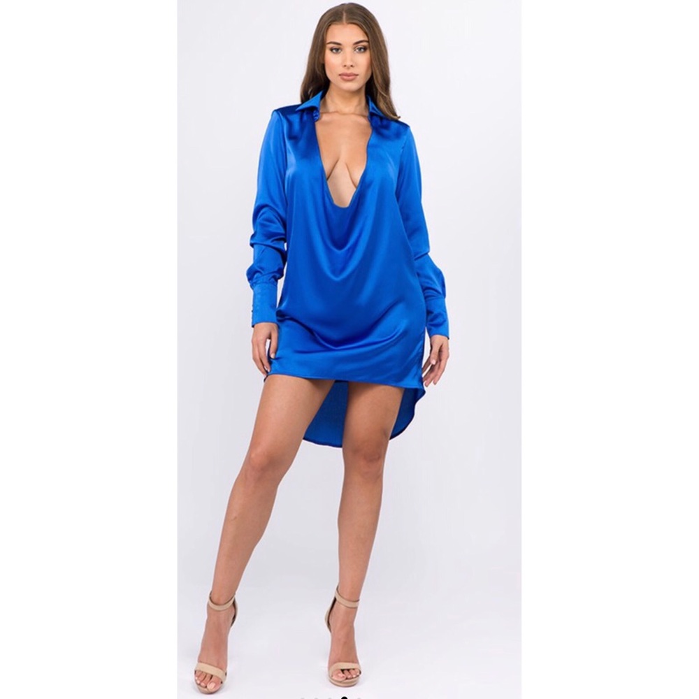 Blue Cowl Dress